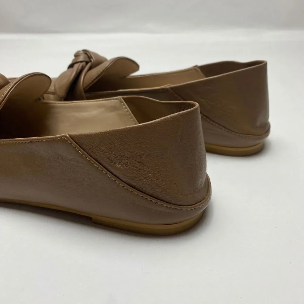 STUART WEITZMAN Bandeau Flats Loafers Camel Brown Leather Folding Heel Size 9.5 - Picture 3 of 6